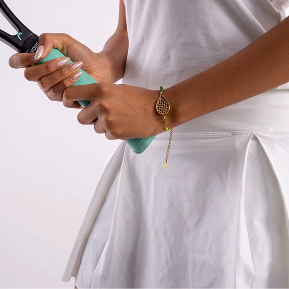 New adjustable Gold Tennis Racket Bracelet - Picture 2 of 7